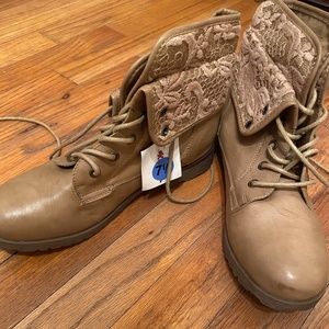 Beige Combat Boots